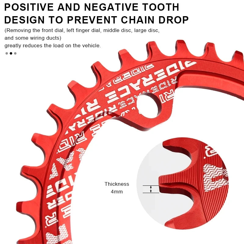 RIDERACE 104BCD Narrow Wide Chainring 32T-38T MTB Single Plate MTB Chainring PLUSH