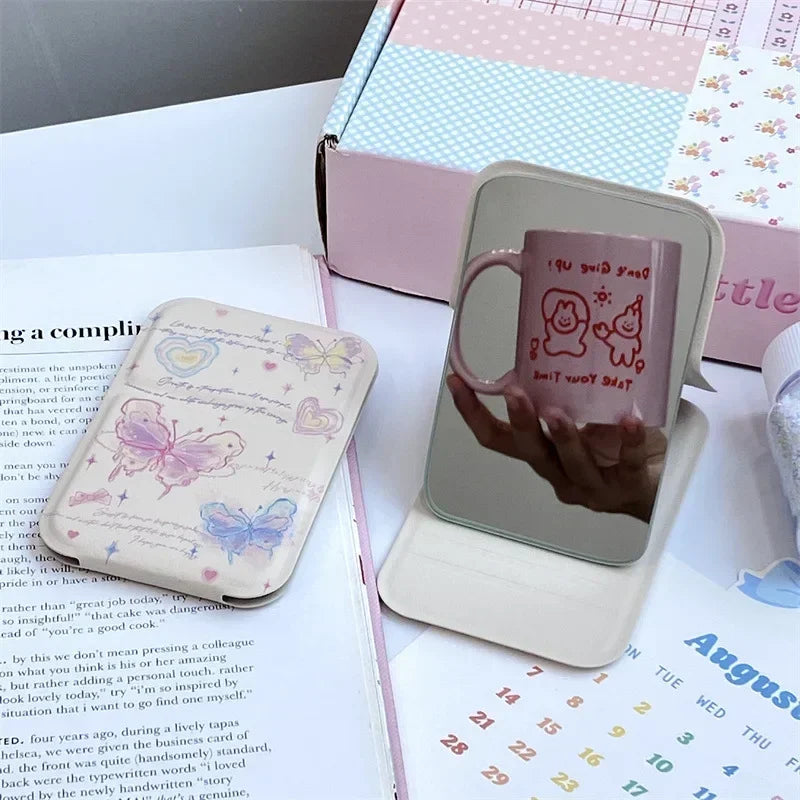 Butterfly Foldable Handheld Makeup Mirror – Mini Travel Mirror Foldable Makeup Mirror PLUSH