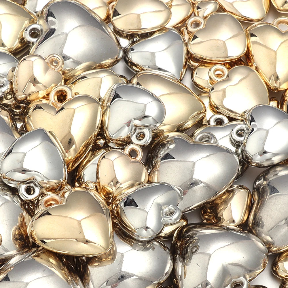 20pcs CCB Heart Charm Pendant Beads for DIY Jewelry Making Jewelry Charm Beads PLUSH