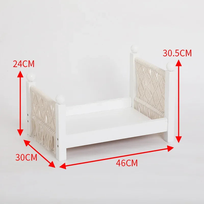 Handmade Newborn Photography Posing Bed | Pine & Cotton Prop Newborn Photography Prop PLUSH White bed