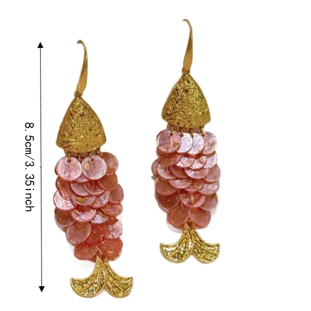 Fish Scale Acrylic Long Dangle Drop Earrings | Hook Earrings Dangle Drop Earrings PLUSH