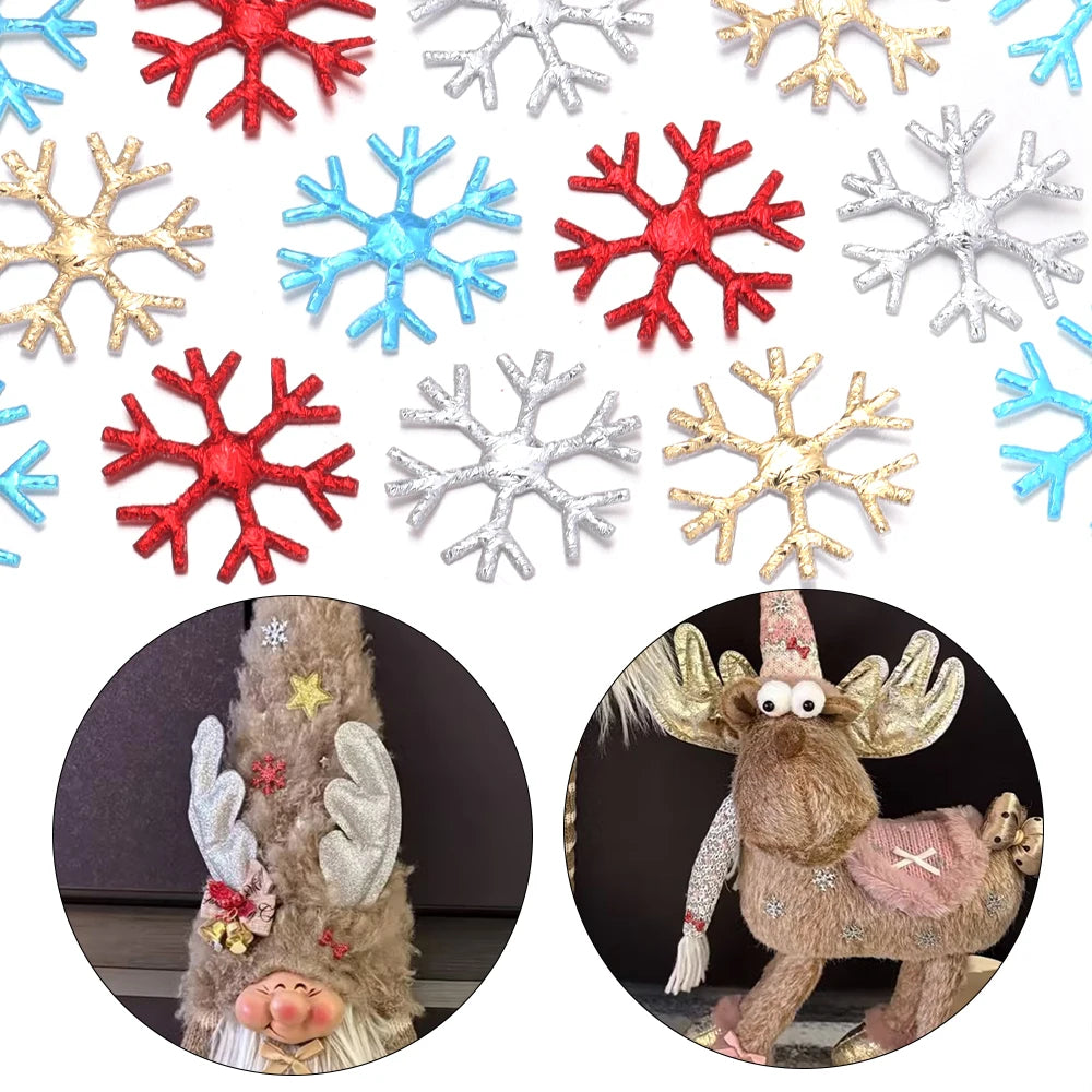 100pcs Felt Snowflake Appliques – Christmas DIY Craft Decor Craft Appliques PLUSH