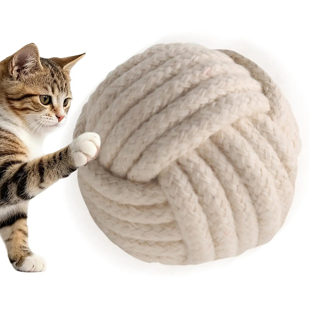 Interactive Cat Ball Toy – Cotton Rope Bell Chew Toy for Cats Cat Chew Toy PLUSH