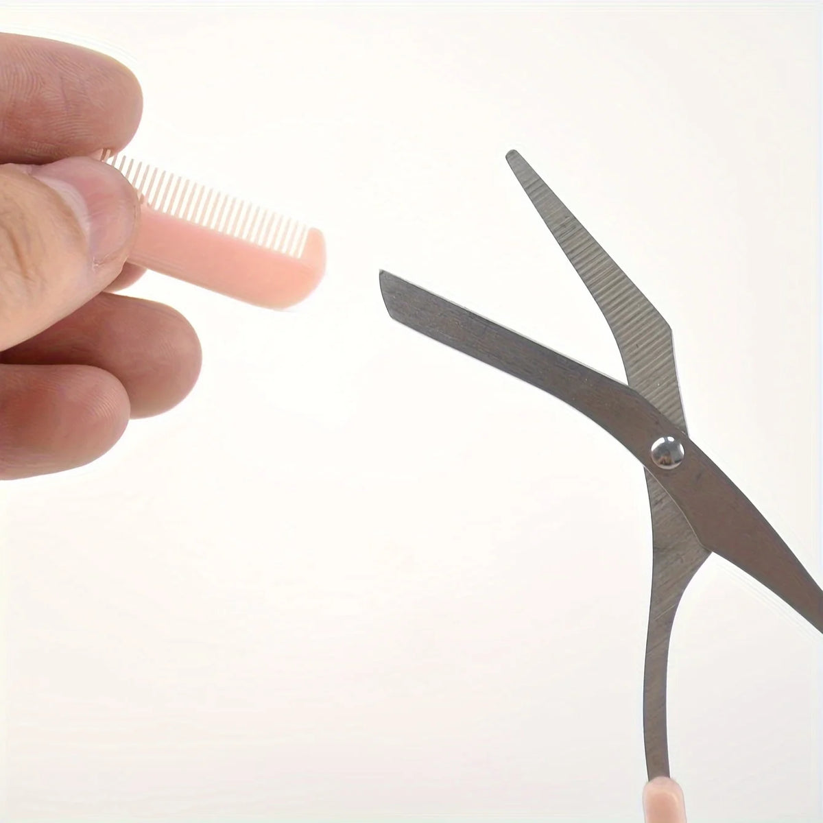 2pcs Stainless Steel Eyebrow Scissors with Built-In Comb Eyebrow Grooming Scissors PLUSH