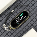 Luminous Digital Keychain Watch – Waterproof Hanging Pendant Clock Digital Keychain Watch PLUSH black gold