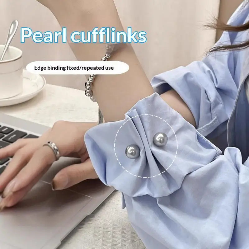 Pearl Sleeve Clips 2-Pack | Non-Slip Fashion Fasteners Sleeve Clip Brooch PLUSH
