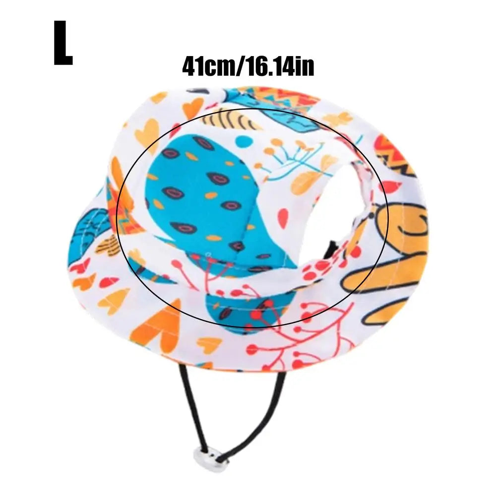Adjustable Pet Sun Hat for Cats & Small Dogs – UV Brim Pet Sun Hat PLUSH L