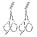 Stainless Steel Eyebrow Scissors with Comb – Beard Trimming Eyebrow Grooming Scissors PLUSH 2 PCS