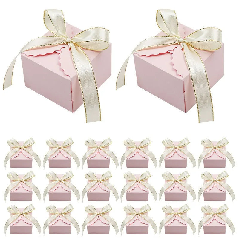 Kraft Paper Gift Boxes with Ribbon 10/20pcs – Party Favors Party Favor Boxes PLUSH Light Rink 20PCS