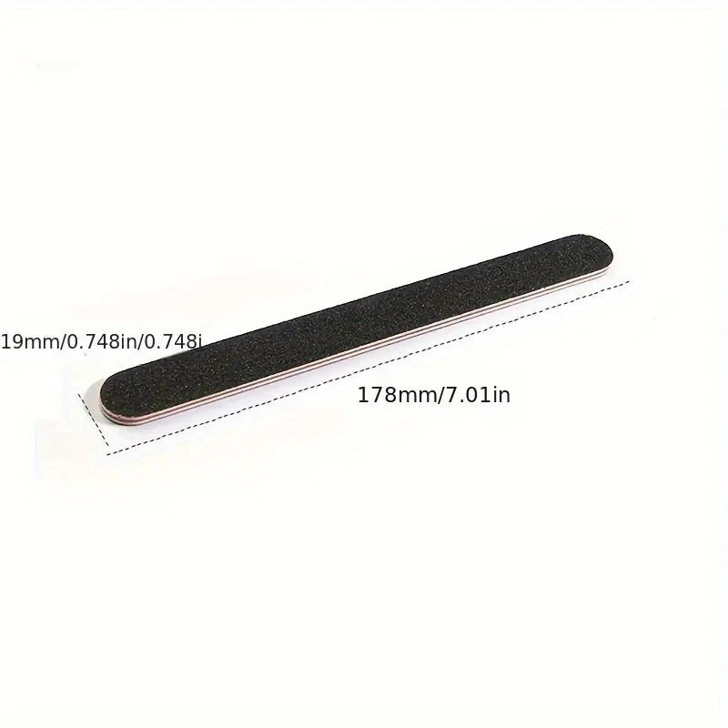 10pcs Double-Sided Nail File Set – Washable Black Sandpaper Nail File Set PLUSH