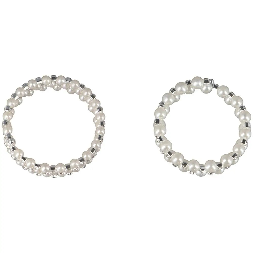 Multilayer Pearl Rhinestone Beaded Bangle Bracelet for Women Beaded Bangle Bracelet PLUSH
