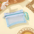 Transparent Mesh Makeup Bag – Flat Square Toiletry Organizer Cosmetic Bag PLUSH blue S