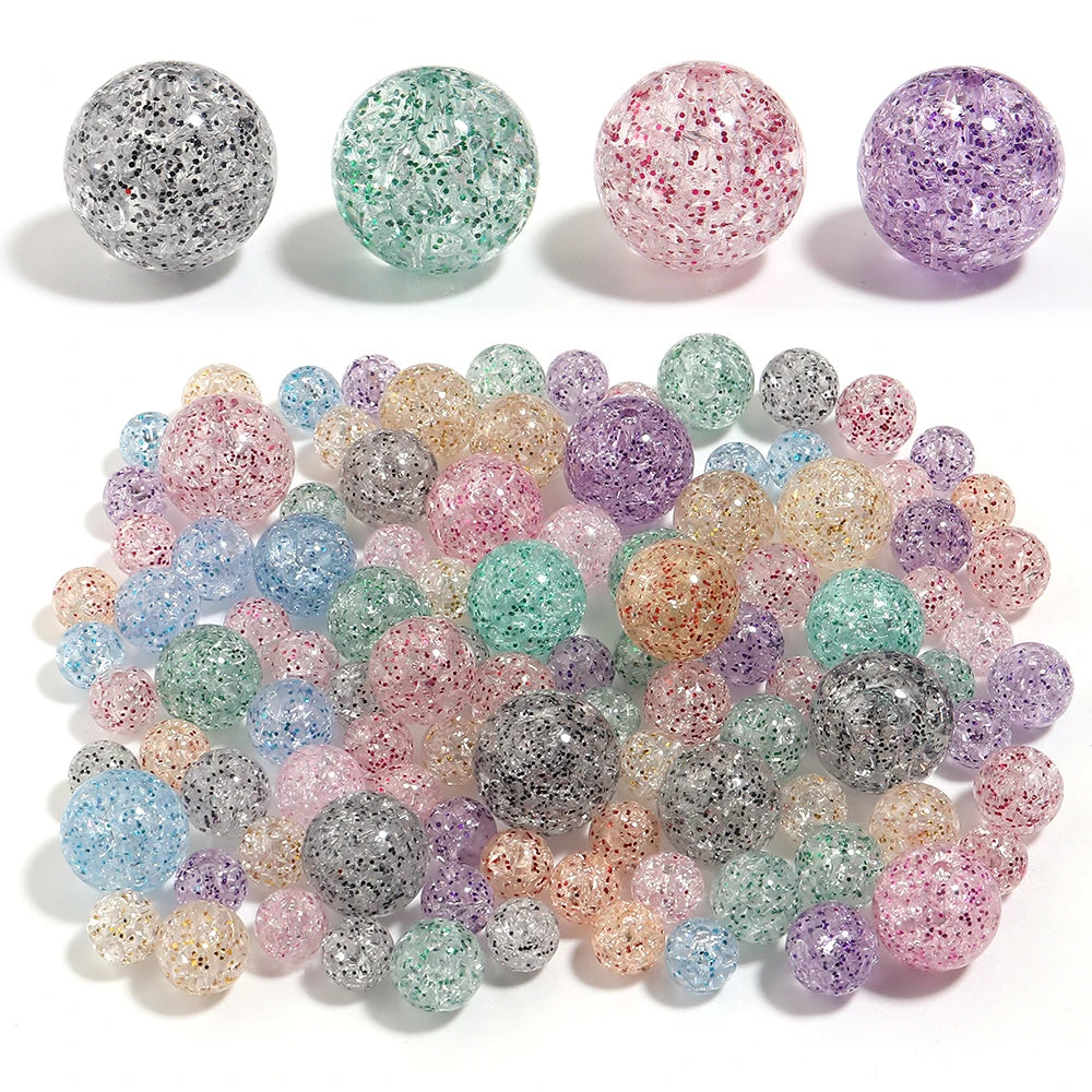 Crackle Glitter Round Acrylic Spacer Beads – Multicolor DIY Acrylic Spacer Beads PLUSH