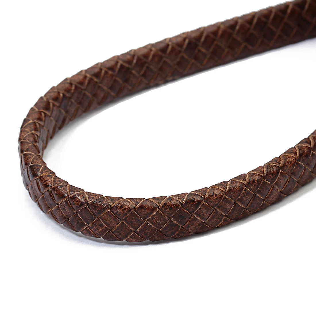 Braided Flat Leather Cord 10/12mm | DIY Jewelry Making – 1m Roll Leather Jewelry Cord PLUSH Brown 12mm