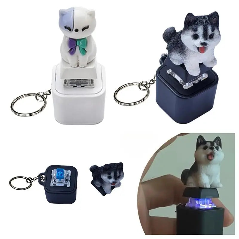 LED Sound Fidget Keychain – Dog & Cat Clicker Toy USB-C Fidget Keychain Toy PLUSH