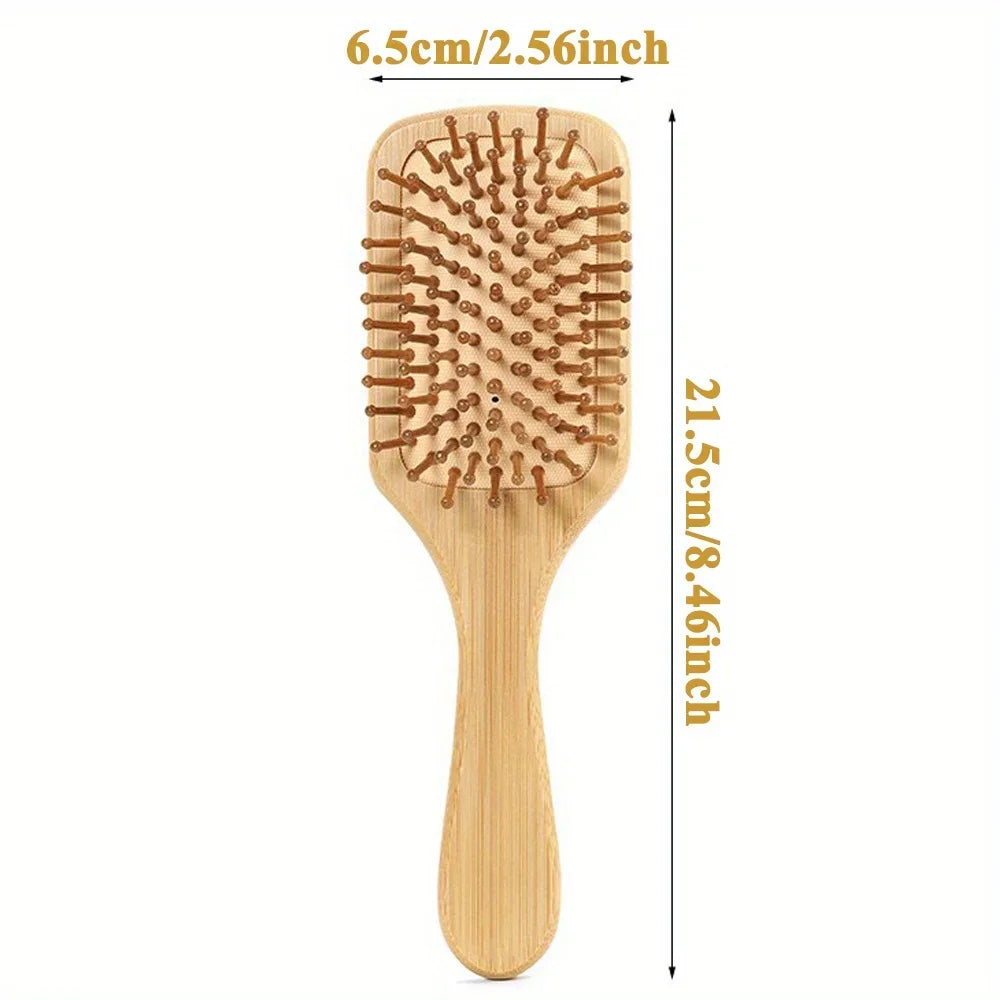 Bamboo Hair Brush Scalp Massager Comb – Anti-Static Hair Brush Comb PLUSH M Square Comb