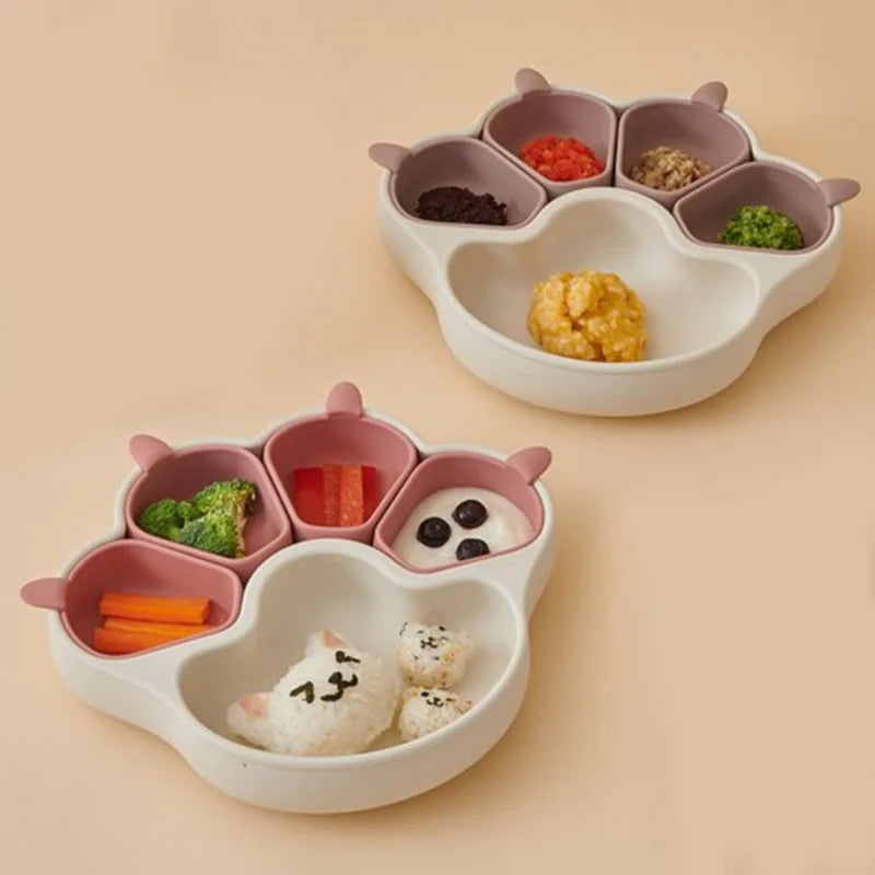 BPA-Free Silicone Baby Feeding Set – Suction Bowl, Plate & Cutlery Baby Feeding Set PLUSH