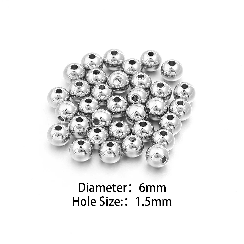 Silver Stainless Steel Big Hole Spacer Beads – DIY Jewelry Spacer Beads PLUSH 6mm hole1.5mm 50pcs