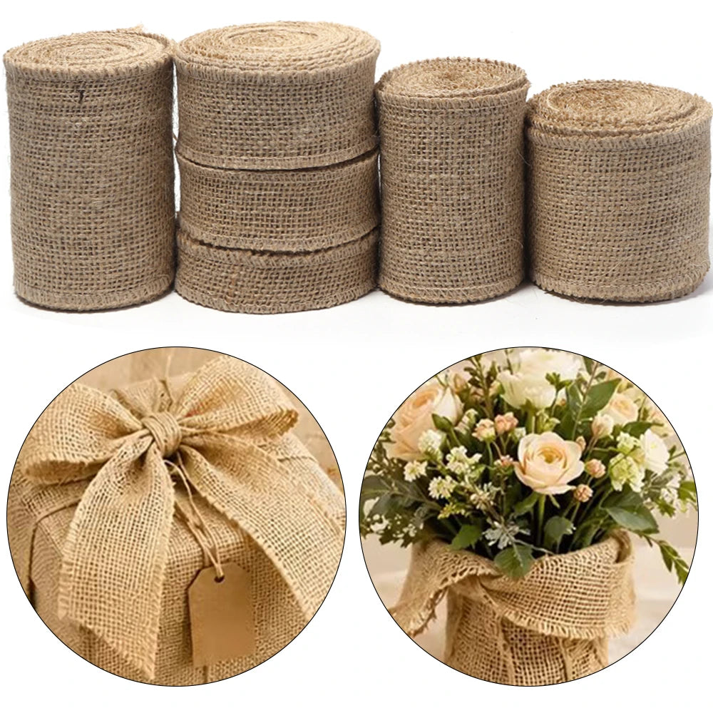 Rustic Jute Burlap Ribbon Natural Linen Webbing – DIY Crafts Craft Ribbon PLUSH
