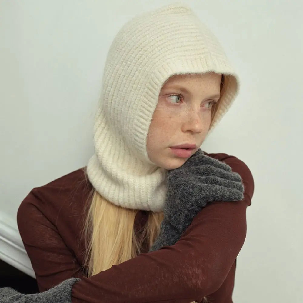 Women's Knit Balaclava Earflap Hat – Warm Alpaca Wool Blend Balaclava Earflap Hat PLUSH