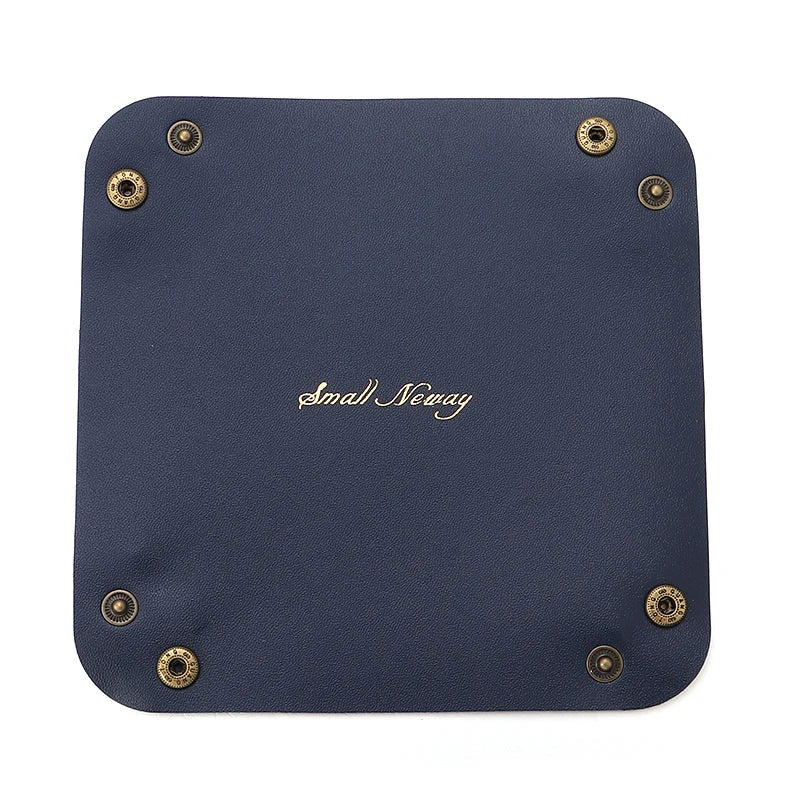 PU Leather Foldable Desktop Tray Organizer for Jewelry & Keys Foldable Desk Organizer PLUSH Deep Blue
