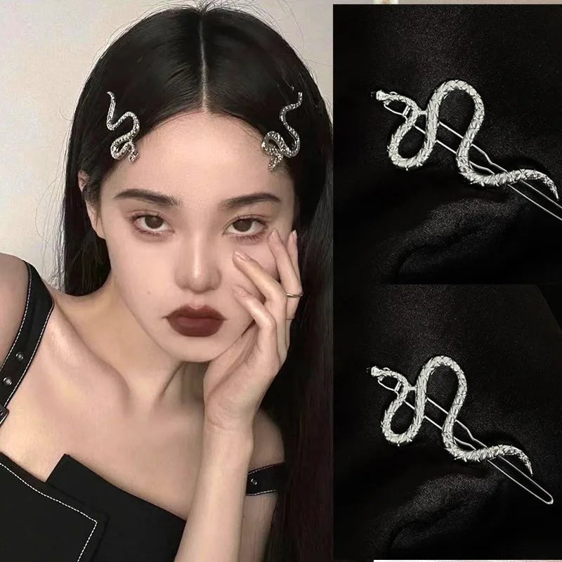 Metal Snake Hair Clips – Gothic Punk Barrettes for Women Hair Clip Barrette PLUSH