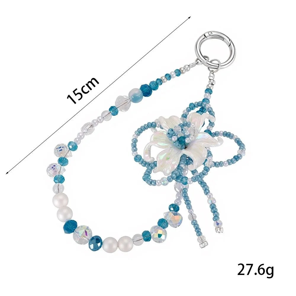 Iris Flower Beaded Phone Charm – Handmade Floral Pendant Phone Charm Pendant PLUSH