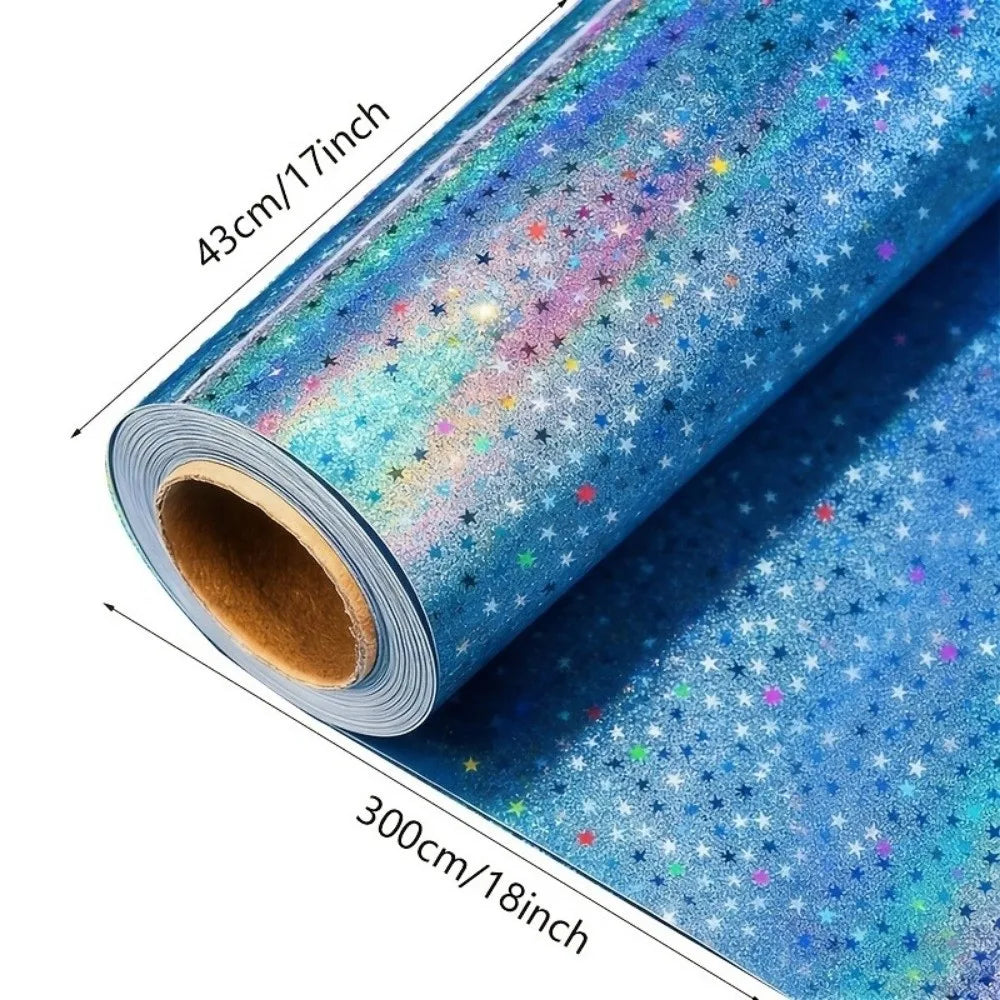 Gradient Laser Wrapping Paper Roll 43×300cm – Holographic Gift Wrapping Paper PLUSH