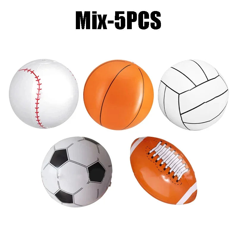 Inflatable Sports Beach Balls 24-Pack – Kids Pool & Beach Toy Inflatable Beach Toy PLUSH Mix-5PCS