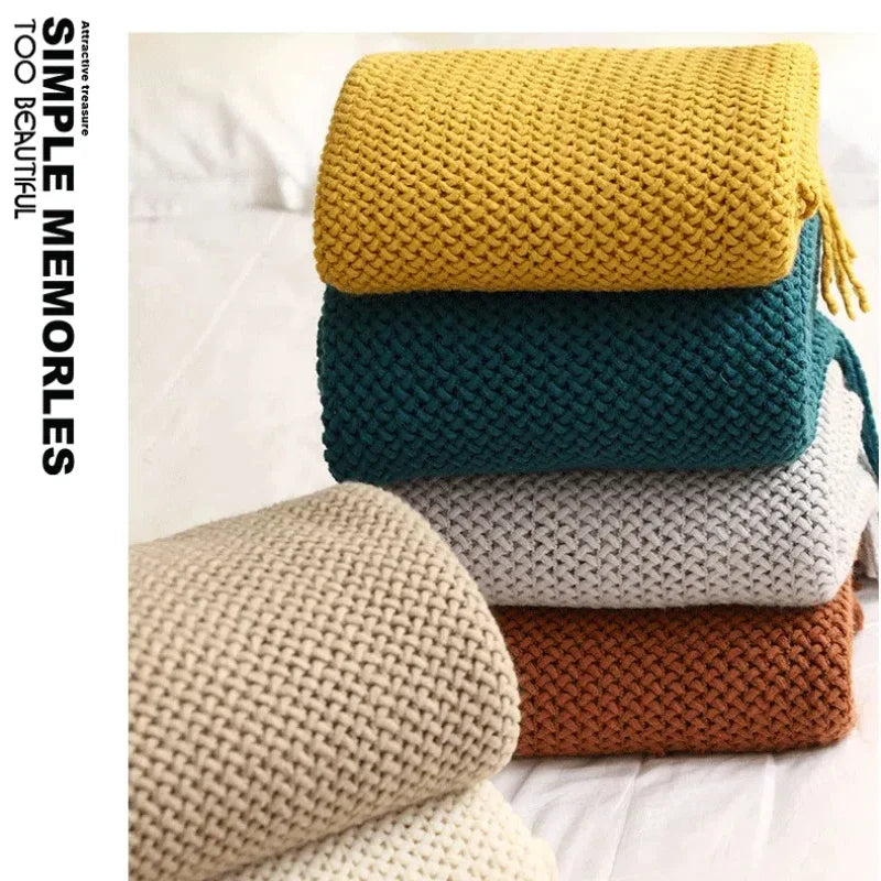 Scandinavian Knit Throw Blanket – 100% Acrylic Sofa Cover Knit Throw Blanket PLUSH
