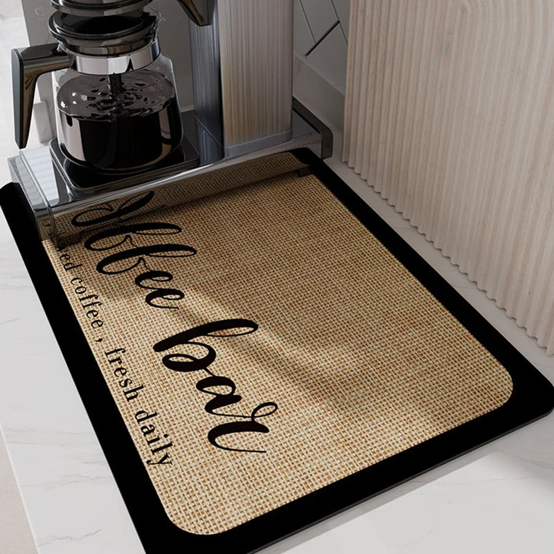 Diatomite Dish Drying Mat – Super Absorbent Kitchen Drain Pad Dish Drying Mat PLUSH deep coffee 60x50cm