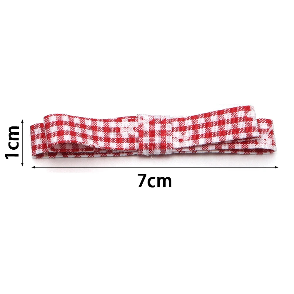 5pcs Plaid Floral Bowknots – DIY Hair Clips & Craft Decor Hair Bow Craft PLUSH