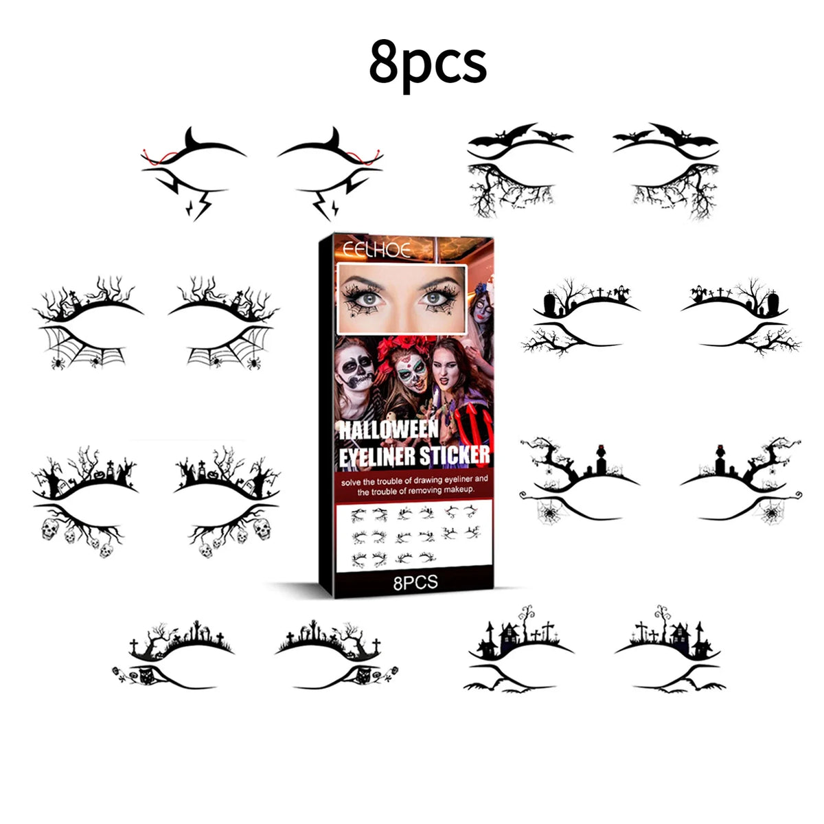 Halloween Eye Makeup Stickers – Bat & Spider Temporary Tattoos Eye Makeup Stickers PLUSH No.3 set China Mainland