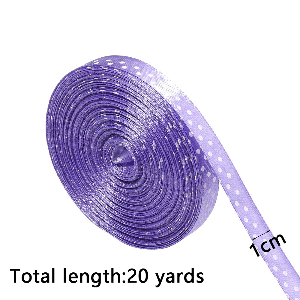 20 Yards Polka Dot Polyester Ribbon 1cm | Gift Wrapping & Bows Craft Ribbon PLUSH