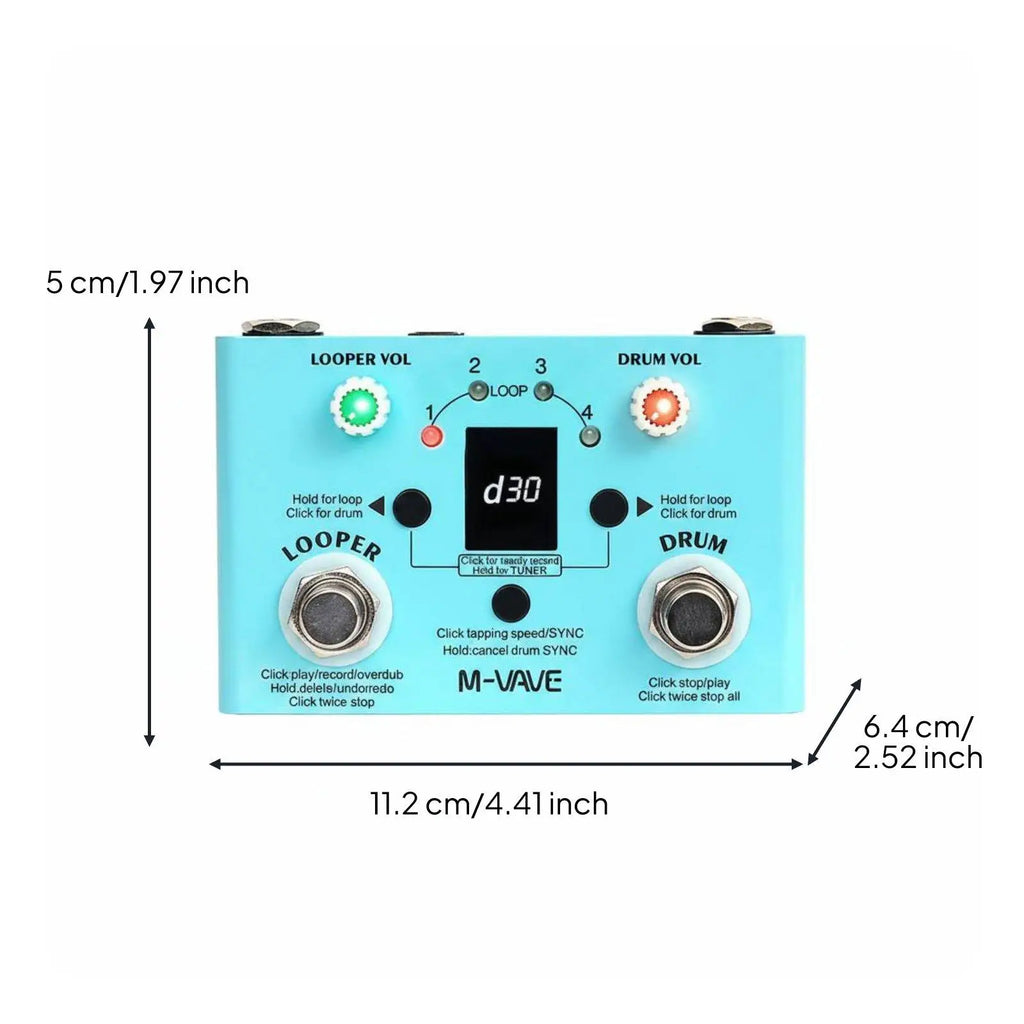Music Loop Pedal with Drum Machine – Guitar Looper for Live & Studio Guitar Loop Pedal PLUSH