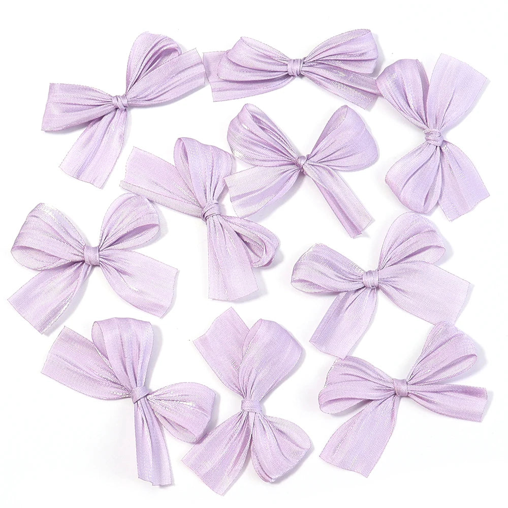 10pcs Pleated Satin Ribbon Bows – DIY Wedding & Hair Decor Satin Ribbon Bows PLUSH purple