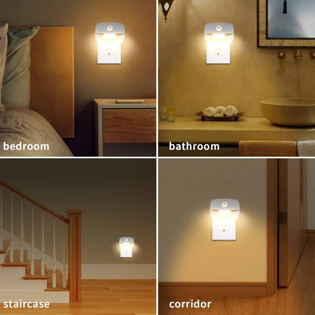 LED Motion Sensor Night Light Plug-In Wall Lamp | EU US Motion Sensor Night Light PLUSH