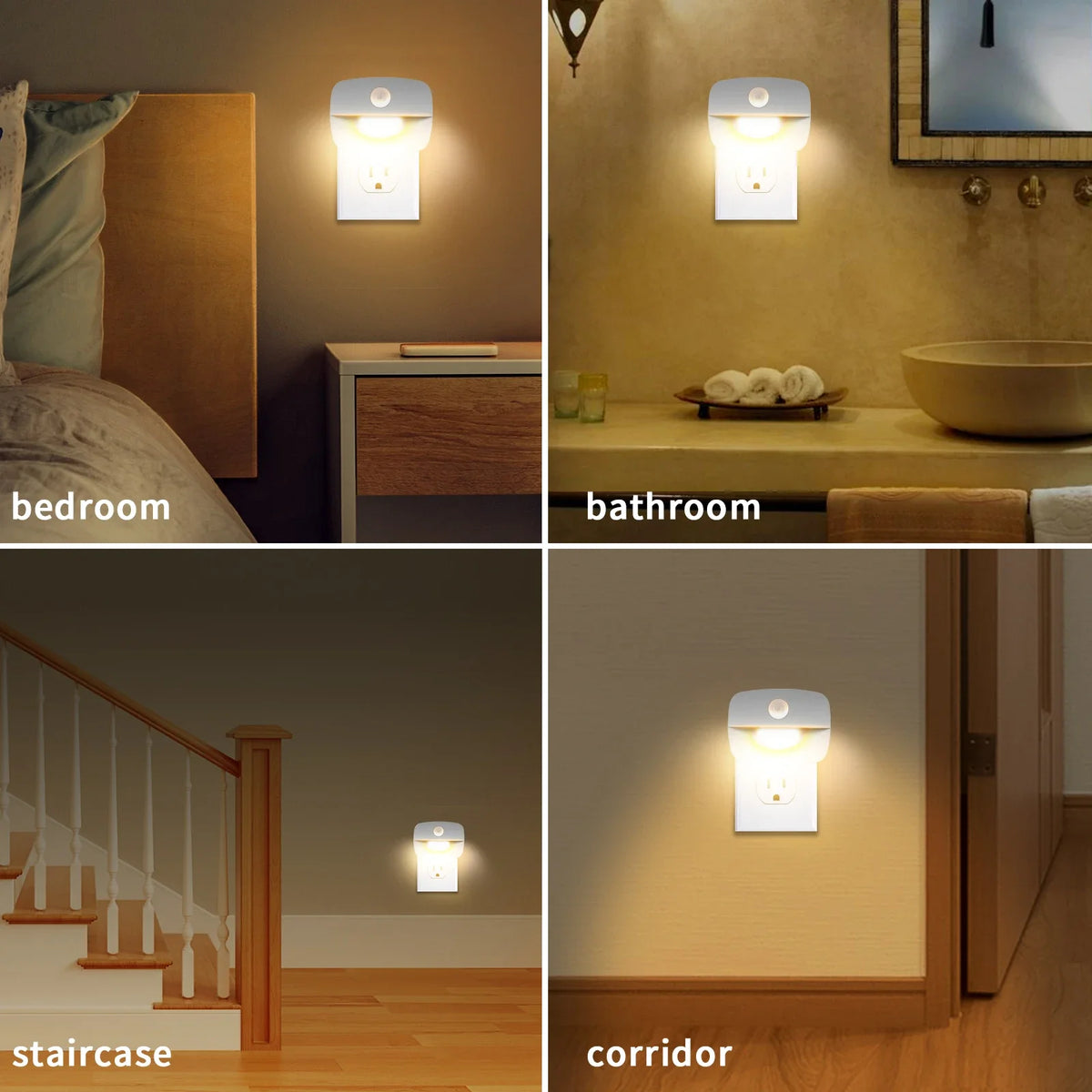 LED Motion Sensor Night Light Plug-In Wall Lamp | EU US Motion Sensor Night Light PLUSH