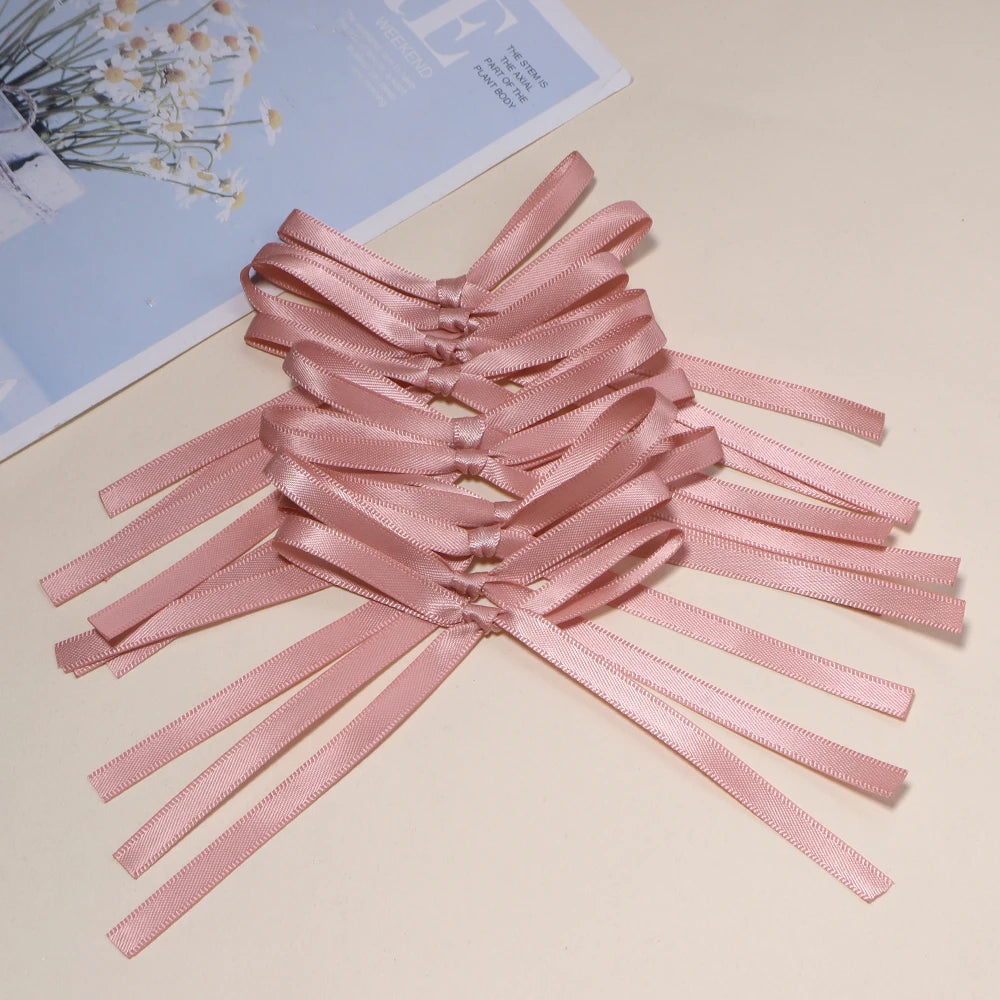 10pcs Ballet Ribbon Bows – Colorful Handmade DIY Bowknots Ribbon Bow Embellishments PLUSH korea pink