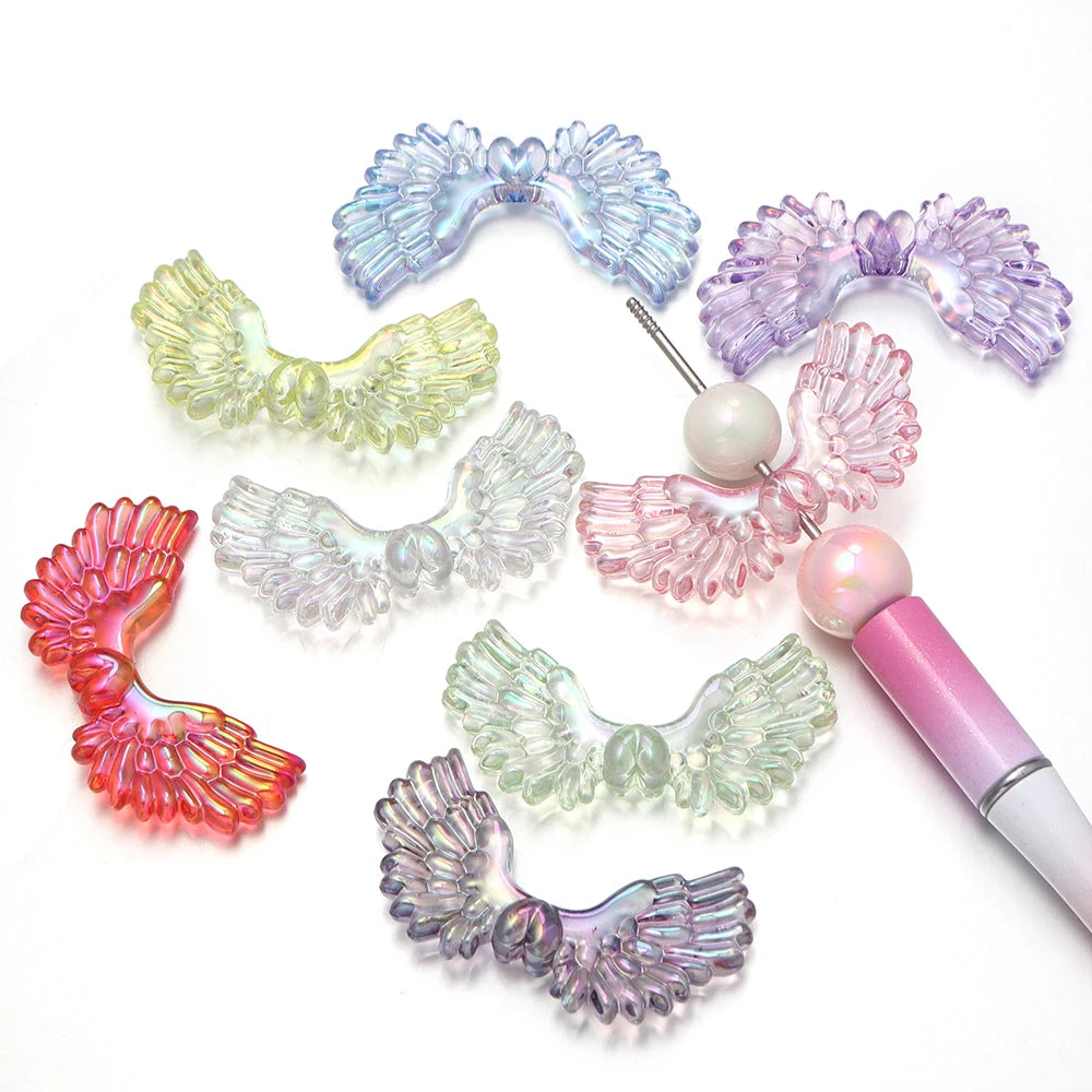 5pcs AB Angel Wings Acrylic Spacer Beads – DIY Jewelry Making Acrylic Spacer Beads PLUSH