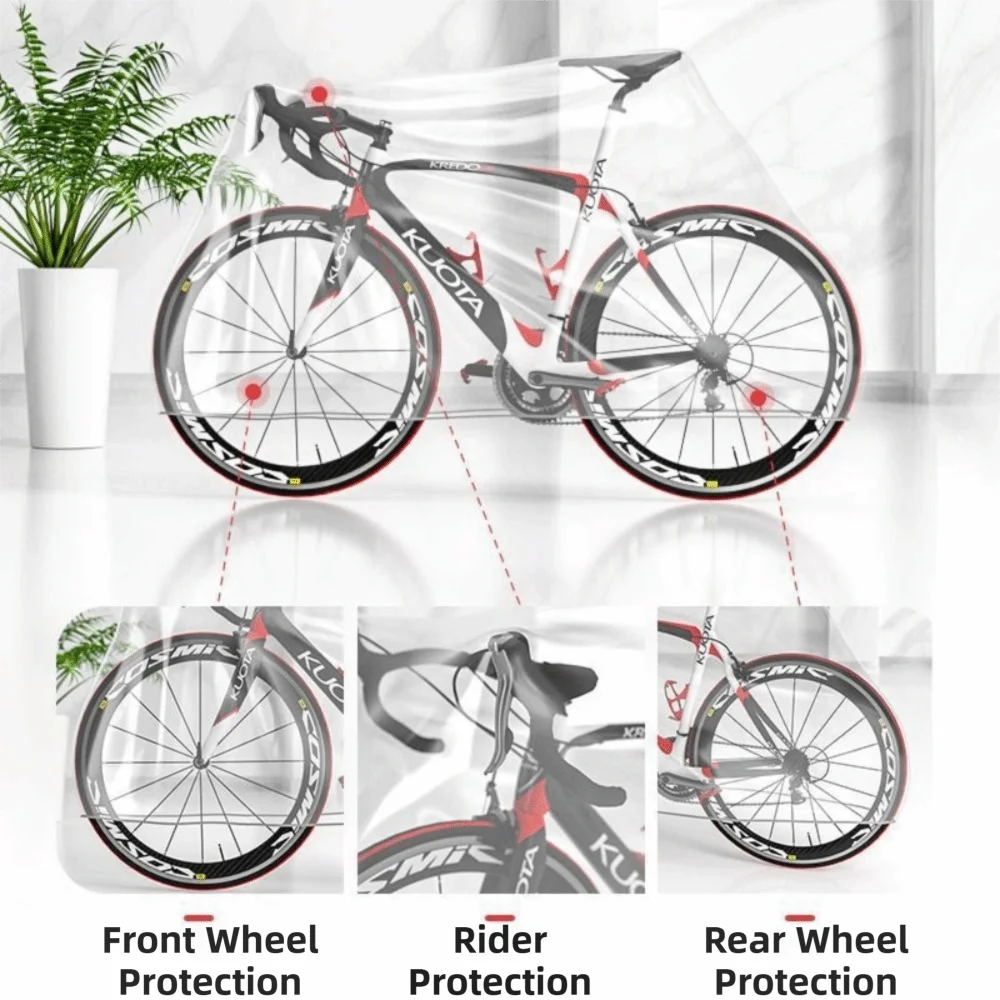 10pcs Disposable Waterproof Bicycle Rain Cover – Transparent Bicycle Rain Cover PLUSH