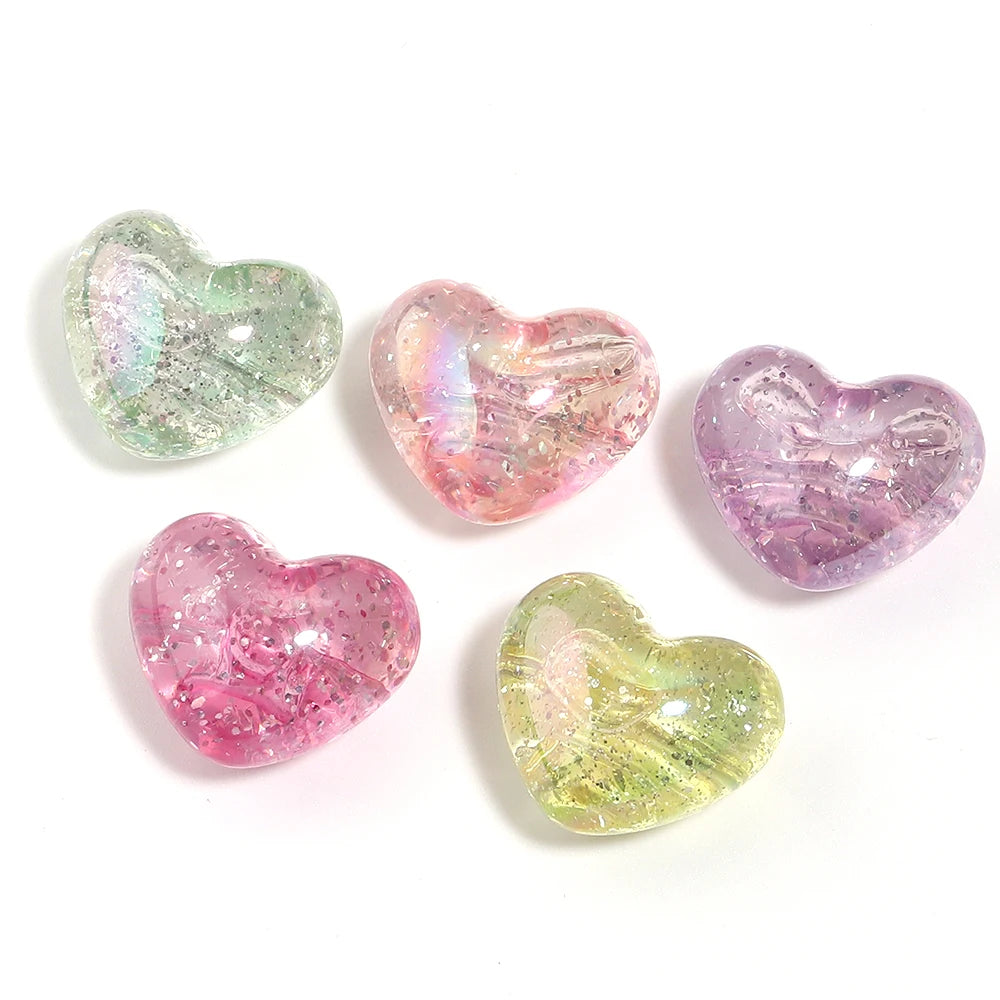 10pcs Heart Crack Acrylic Beads for DIY Jewelry & Bracelets Acrylic Craft Beads PLUSH