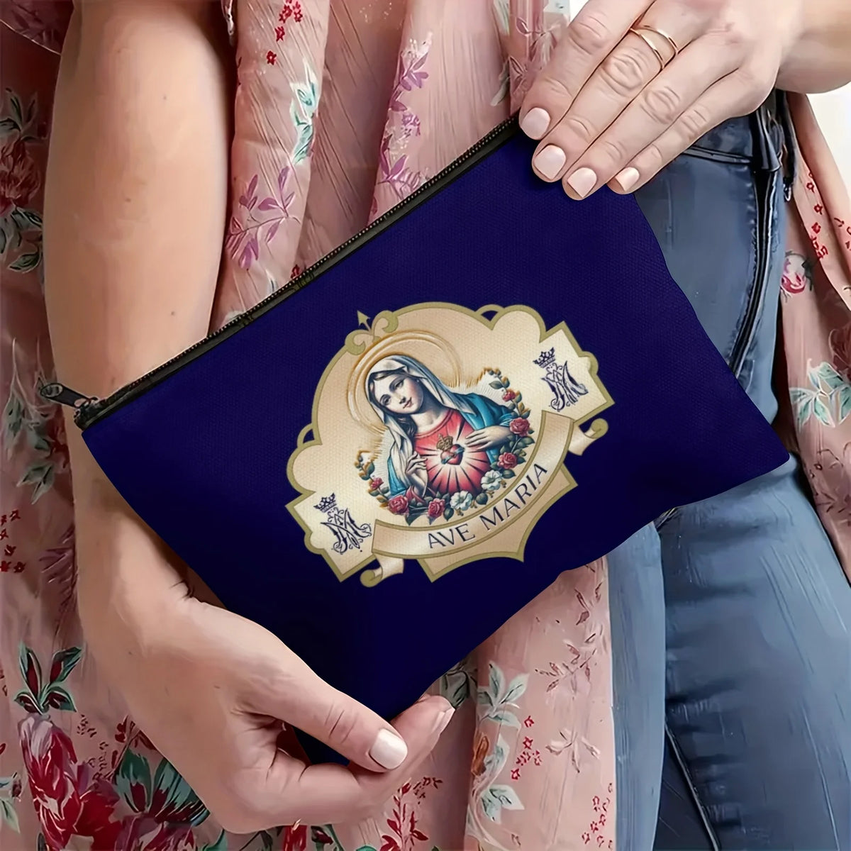 Catholic Mary Makeup Bag – Zipper Travel & Jewelry Pouch Makeup Travel Bag PLUSH