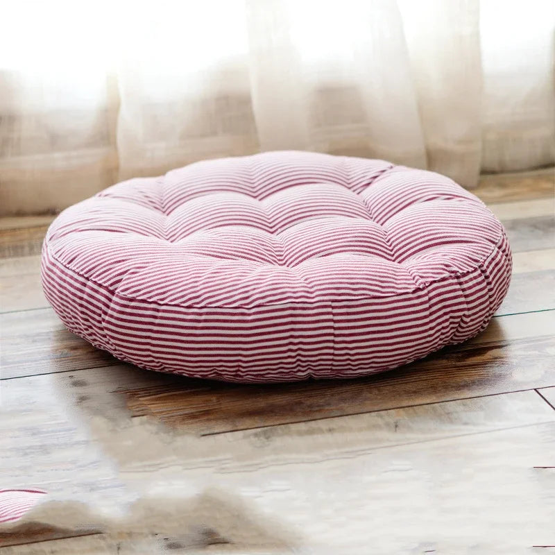 Round Cotton Linen Floor Cushion – Meditation & Chair Seat Pad Floor Seat Cushion PLUSH red 42cm