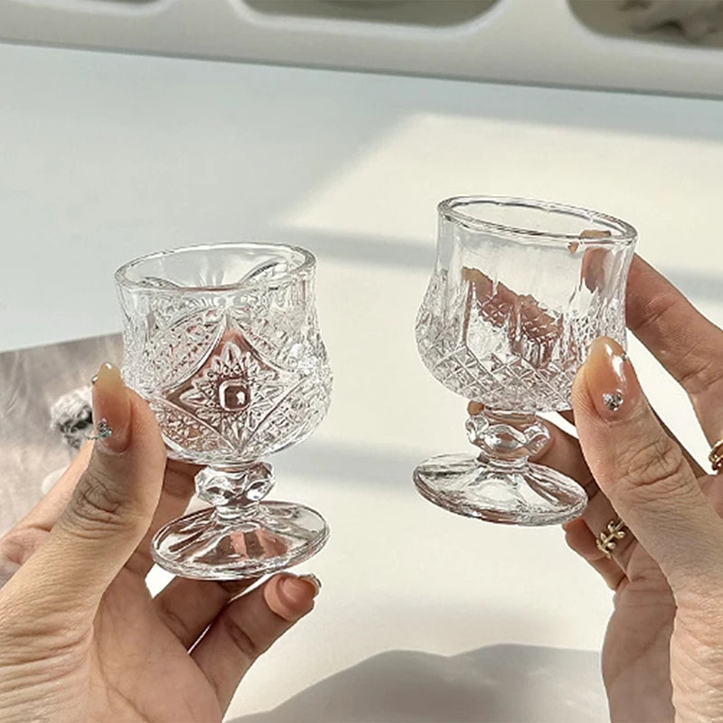 Vertical Striped Glass Cup – Coffee, Juice, Wine & More Glass Drinkware Cup PLUSH