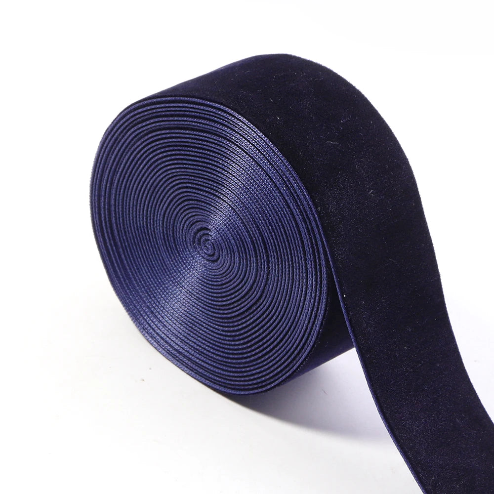 Navy Blue Velvet Ribbon Single Face Flocking 5/10 Yards DIY Velvet Craft Ribbon PLUSH 38mm 5yards mm