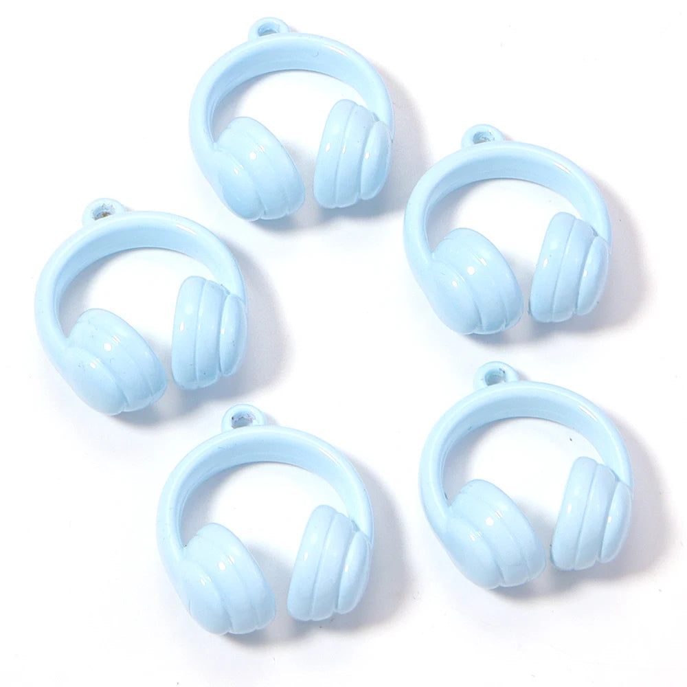 5pcs Earphones Acrylic Bead Charms – DIY Jewelry & Keychain Acrylic Jewelry Charms PLUSH sky blue