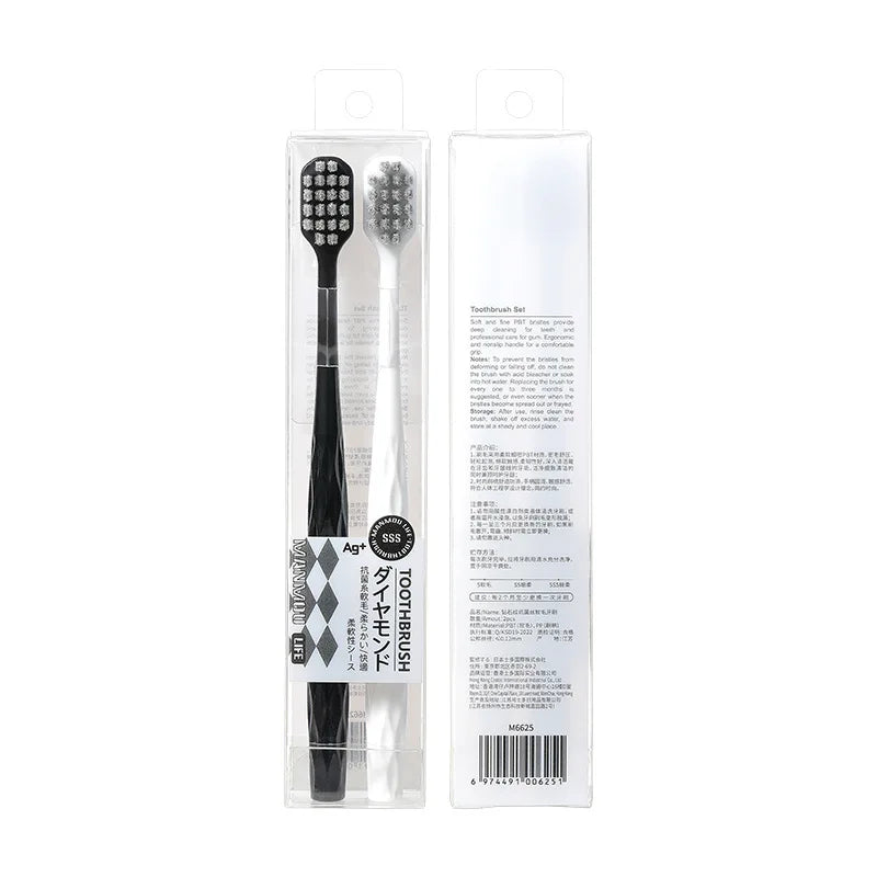 2-Pack Ion Antibacterial Wide Head Soft Bristle Toothbrush Set Manual Toothbrush Set PLUSH 2Pcs Set