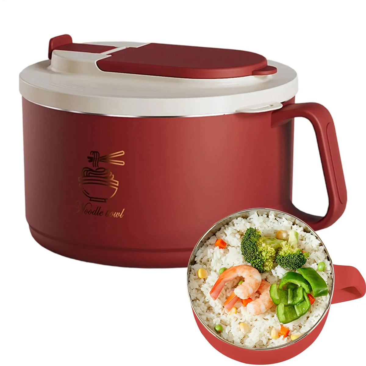 Double-Layer Stainless Steel Lunch Bowl 1650ml with Lid Stainless Steel Lunch Bowl PLUSH
