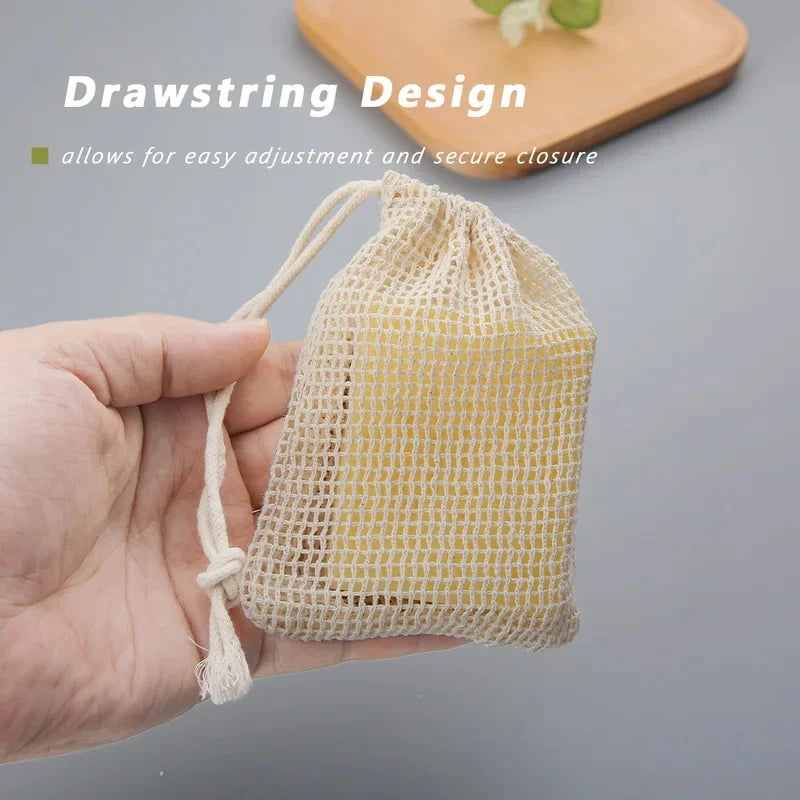 Natural Cotton Soap Saver Bags – Eco Mesh Pouch Set of 3 Soap Saver Bag PLUSH